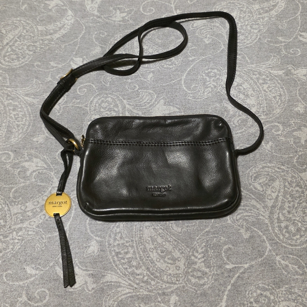 Margot Black Leather Crossbody Bag